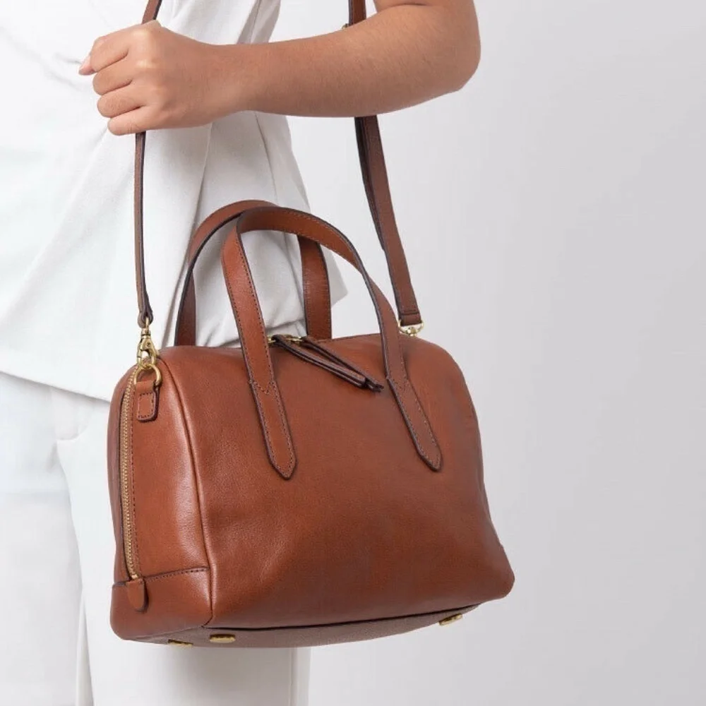 FOSSIL SYDNEY SATCHEL BROWN NWT